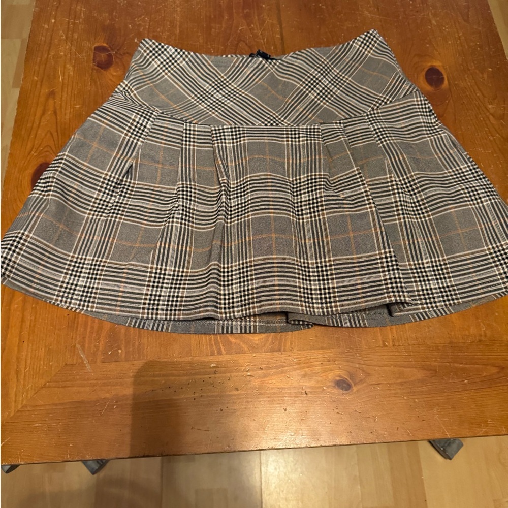 Forever 21 Plaid Mini Skirt - Black, White, and Brown